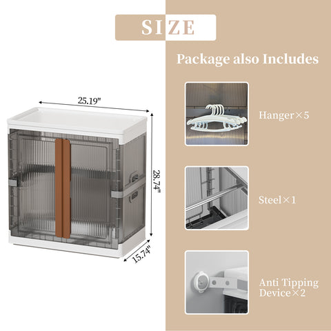 Closet Organizers and Storage, Collapsible Clothing Storage with Closet Rod and Clothes Hangers