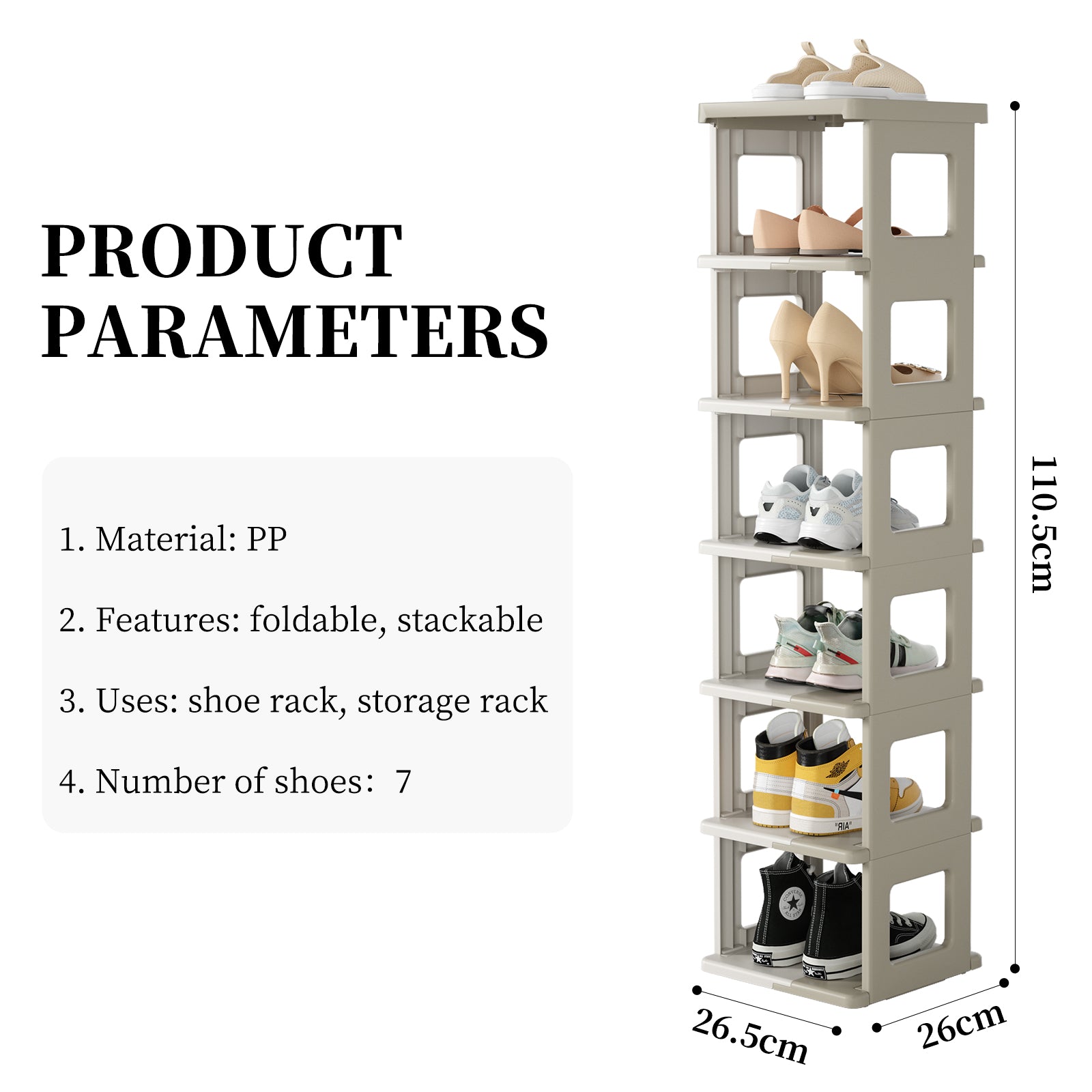 Foldable Shoe Rack for High Shoes (White & Brown)