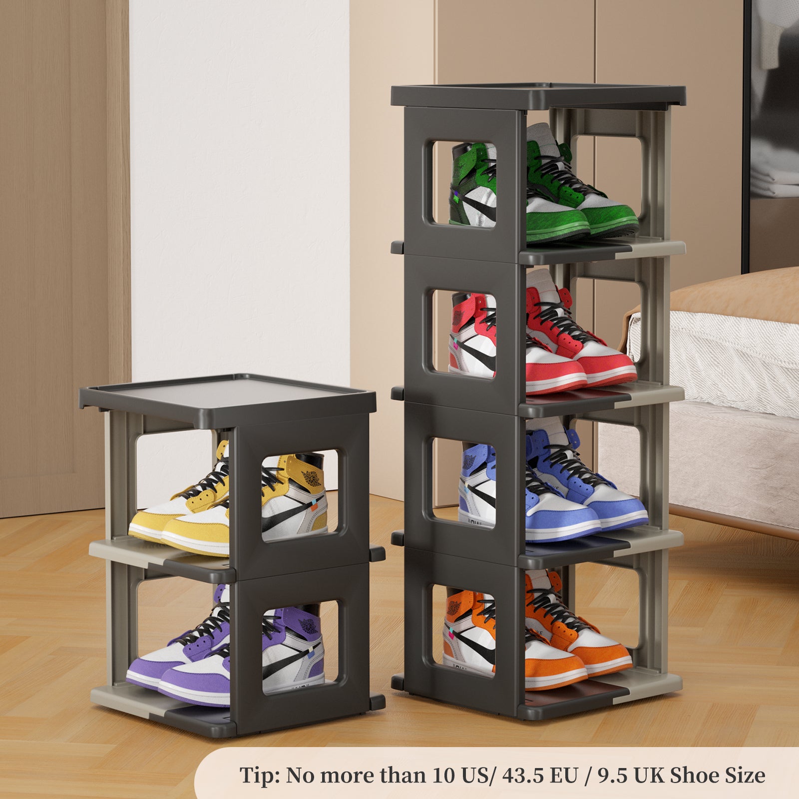 Foldable Shoe Rack for High Shoes (Black)