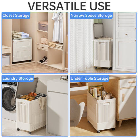 Flip-top Storage Bin with Lid Plastic Storage Box with Wheels（ 60 QT）