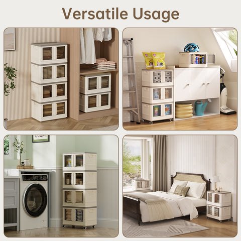 Storage Bin with Lid - 8.4 Gal Foldable Closet Storage and Organizer Plastic Lidded Storage Box for Home Garage Office Craft