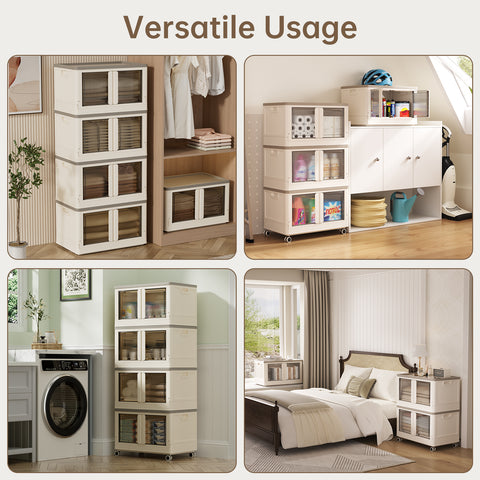 HAIXIN Storage Bin with Lid - 19 Gal Foldable Closet Storage and Organizer Plastic Lidded Storage Box Stackable Cube Storage Container for Home Garage Office Craft