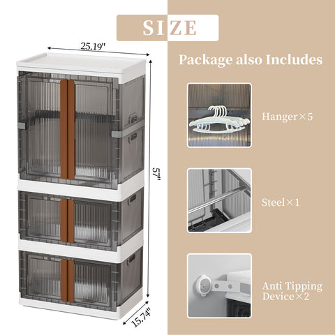 Closet Organizers and Storage, Collapsible Clothing Storage with Closet Rod and Clothes Hangers
