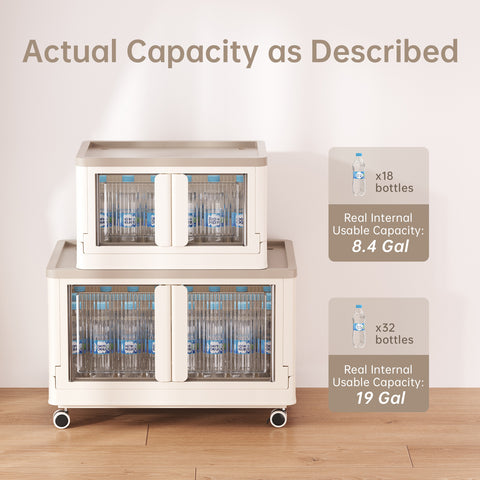 Storage Bin with Lid - 8.4 Gal Foldable Closet Storage and Organizer Plastic Lidded Storage Box for Home Garage Office Craft