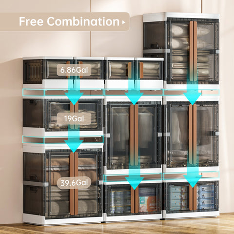 Closet Organizers and Storage, Collapsible Clothing Storage with Closet Rod and Clothes Hangers