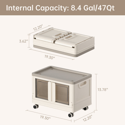 Storage Bin with Lid - 8.4 Gal Foldable Closet Storage and Organizer Plastic Lidded Storage Box for Home Garage Office Craft