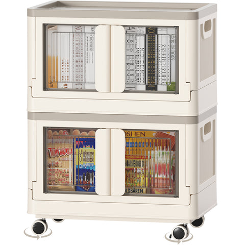 Storage Bin with Lid - 8.4 Gal Foldable Closet Storage and Organizer Plastic Lidded Storage Box for Home Garage Office Craft