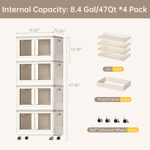 Storage Bin with Lid - 8.4 Gal Foldable Closet Storage and Organizer Plastic Lidded Storage Box for Home Garage Office Craft