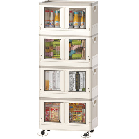 Storage Bin with Lid - 8.4 Gal Foldable Closet Storage and Organizer Plastic Lidded Storage Box for Home Garage Office Craft