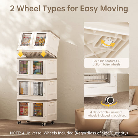 Storage Bin with Lid - 8.4 Gal Foldable Closet Storage and Organizer Plastic Lidded Storage Box for Home Garage Office Craft