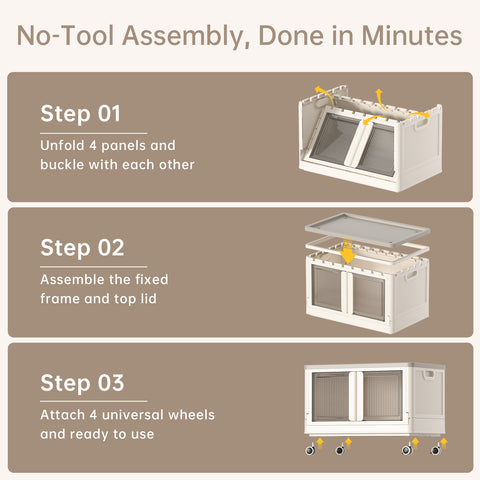 Storage Bin with Lid - 8.4 Gal Foldable Closet Storage and Organizer Plastic Lidded Storage Box for Home Garage Office Craft