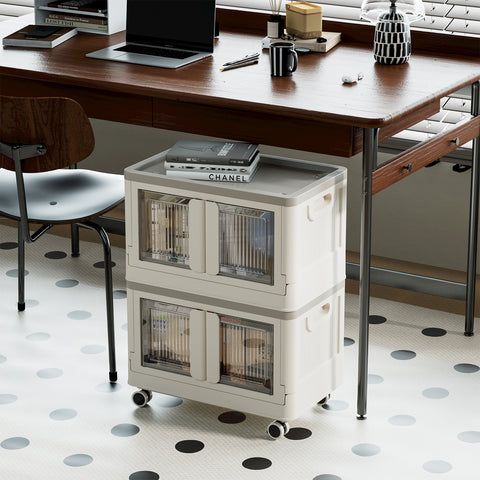 Storage Bin with Lid - 8.4 Gal Foldable Closet Storage and Organizer Plastic Lidded Storage Box for Home Garage Office Craft