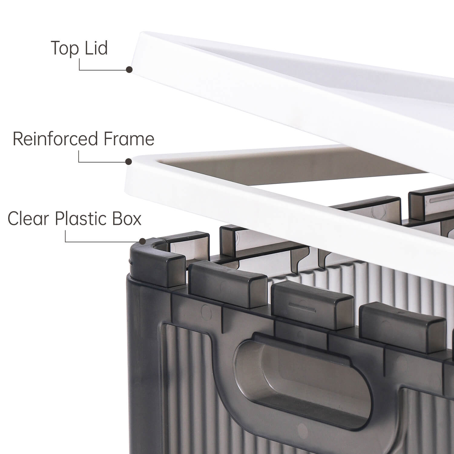 Folding Storage Bins with Lids White