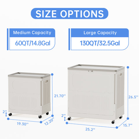 Flip-top Storage Bin with Lid Plastic Storage Box with Wheels（ 60 QT）