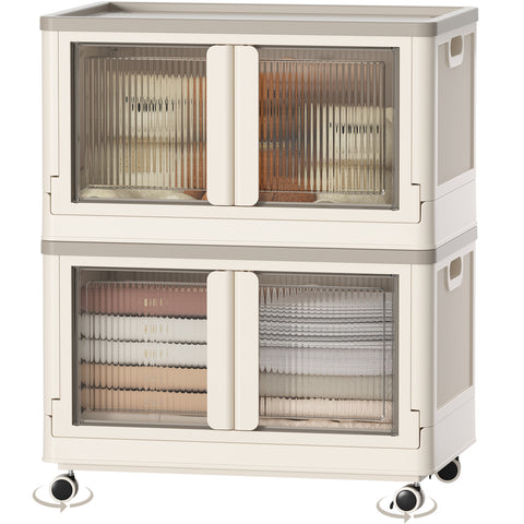 HAIXIN Storage Bin with Lid - 19 Gal Foldable Closet Storage and Organizer Plastic Lidded Storage Box Stackable Cube Storage Container for Home Garage Office Craft