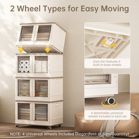 HAIXIN Storage Bin with Lid - 19 Gal Foldable Closet Storage and Organizer Plastic Lidded Storage Box Stackable Cube Storage Container for Home Garage Office Craft