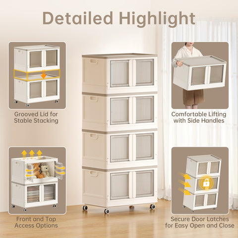 HAIXIN Storage Bin with Lid - 19 Gal Foldable Closet Storage and Organizer Plastic Lidded Storage Box Stackable Cube Storage Container for Home Garage Office Craft