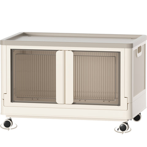 HAIXIN Storage Bin with Lid - 19 Gal Foldable Closet Storage and Organizer Plastic Lidded Storage Box Stackable Cube Storage Container for Home Garage Office Craft