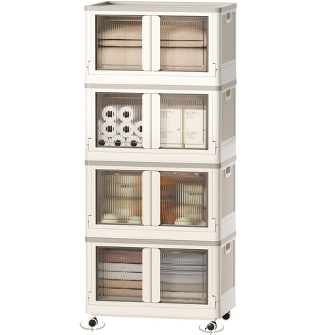 HAIXIN Storage Bin with Lid - 19 Gal Foldable Closet Storage and Organizer Plastic Lidded Storage Box Stackable Cube Storage Container for Home Garage Office Craft