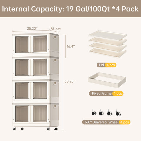 HAIXIN Storage Bin with Lid - 19 Gal Foldable Closet Storage and Organizer Plastic Lidded Storage Box Stackable Cube Storage Container for Home Garage Office Craft