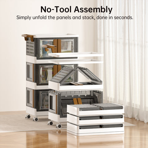 Rolling Cart 3 Tier Storage Cart with Drawer and Handle, 4 Directions Opening Grocery Trolley, Heavy-Duty Storage Trolley