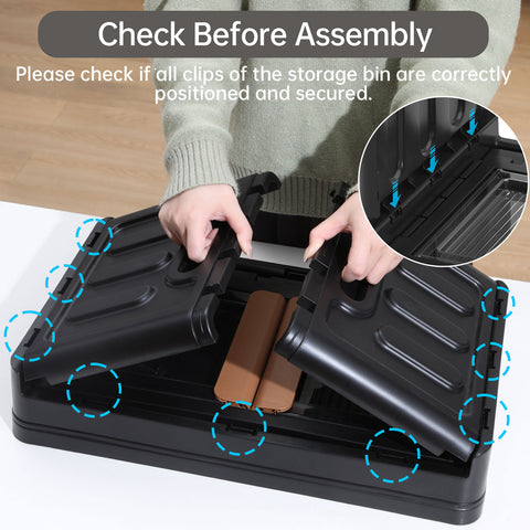 HAIXIN Storage Bin with Lid Black - Foldable Closet Storage and Organization Plastic Stackable Storage Box with Rollers Cube Container for Home Garage Office Craft Storage