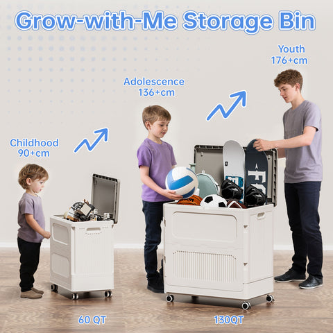 Flip-top Storage Bin with Lid Plastic Storage Box with Wheels（ 60 QT）