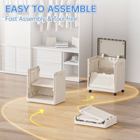 Flip-top Storage Bin with Lid Plastic Storage Box with Wheels（ 60 QT）