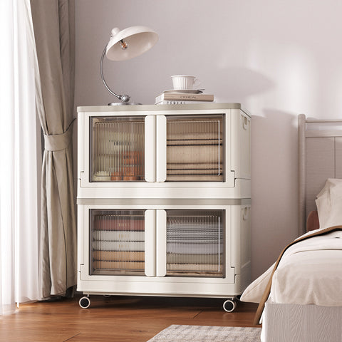 HAIXIN Storage Bin with Lid - 19 Gal Foldable Closet Storage and Organizer Plastic Lidded Storage Box Stackable Cube Storage Container for Home Garage Office Craft