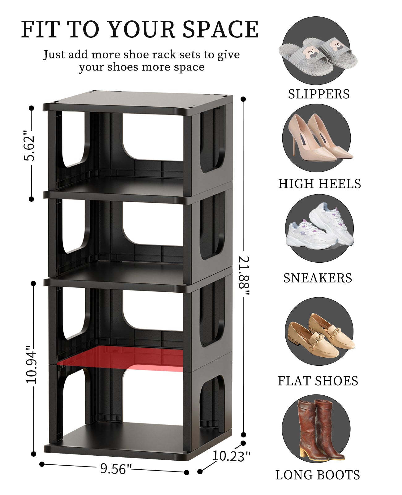 5-Layer Black Metal Shoe Rack - DIY Storage Stand For Home Office Entryway