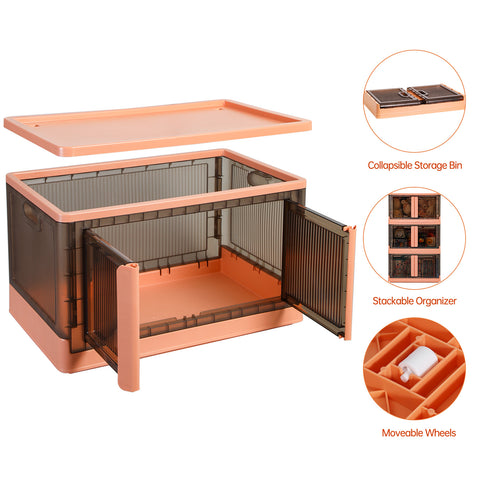 Folding Storage Bins with Lids - Orange